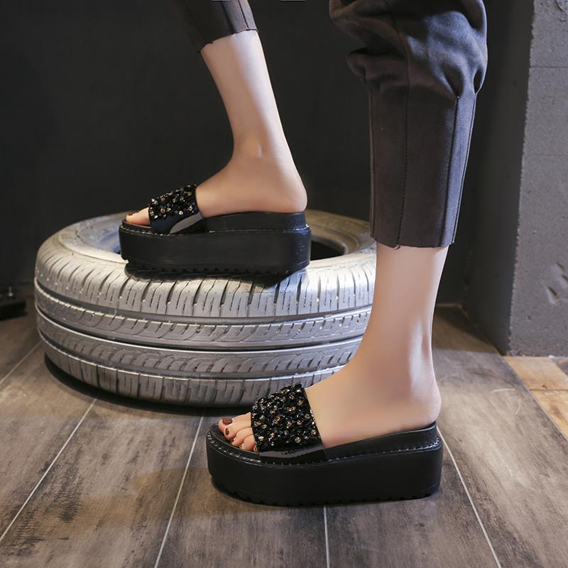 Sandalias negras para mujer, c - Flip Flop Jeweled reseña y precio