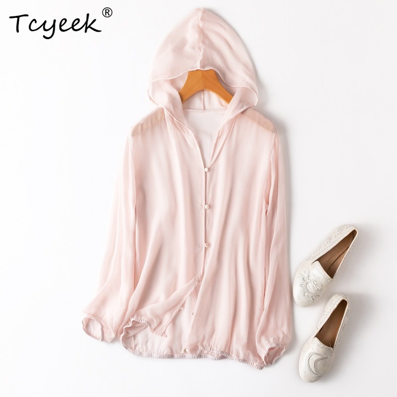 Tcyeek-Tops de seda de morera  - Summer Clothing Usa reseña y precio