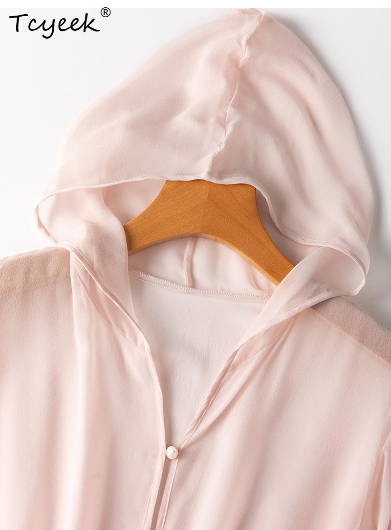 Tcyeek-Tops de seda de morera  - Summer Clothing Usa reseña y precio