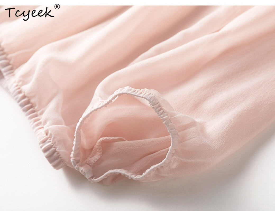 Tcyeek-Tops de seda de morera  - Summer Clothing Usa reseña y precio