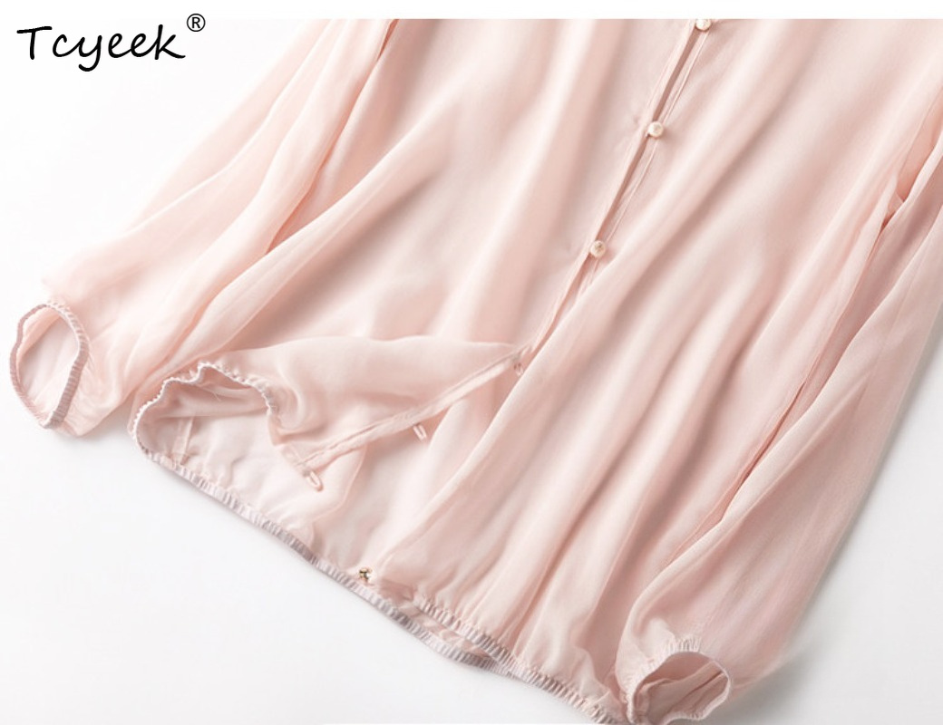 Tcyeek-Tops de seda de morera  - Summer Clothing Usa reseña y precio