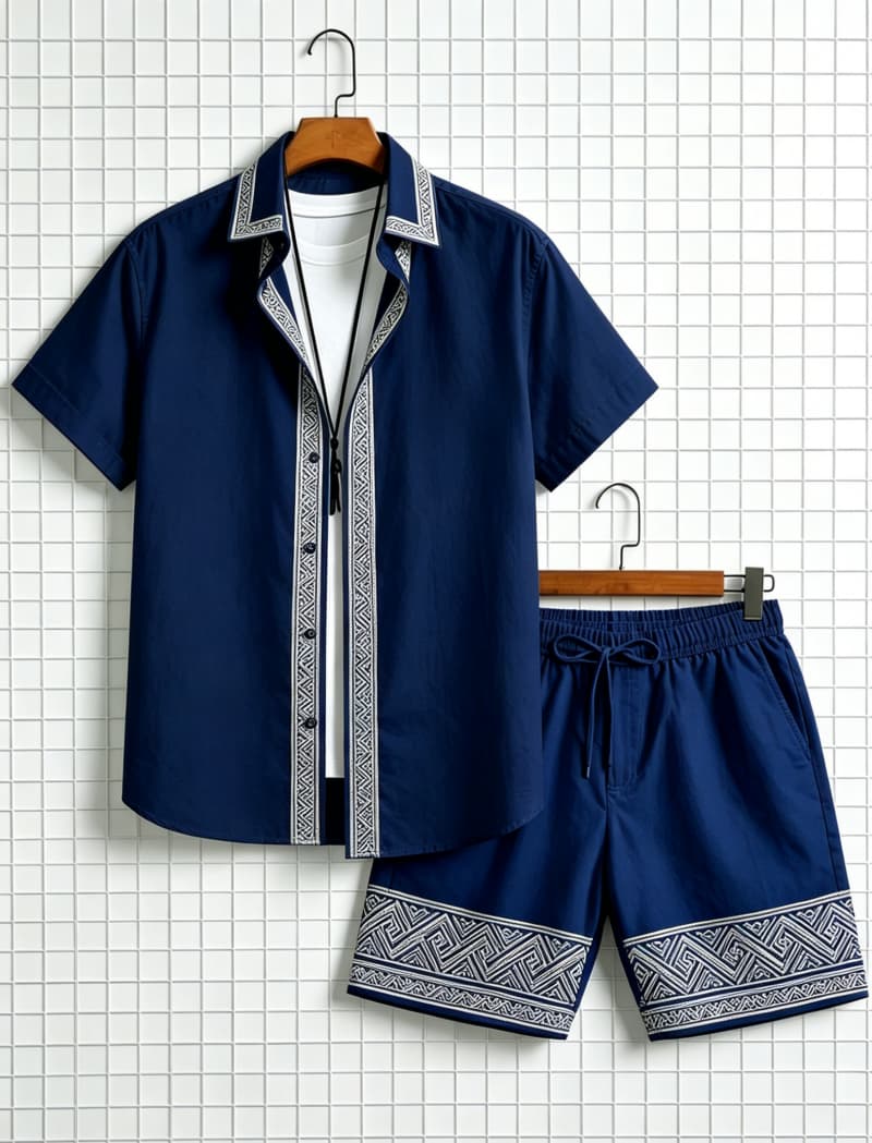 Conjunto de camisa de manga co - Summer Clothing Line reseña y precio