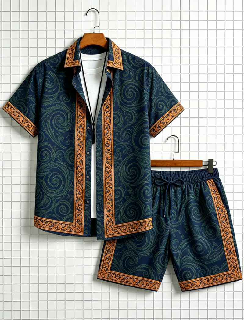 Conjunto de camisa de manga co - Summer Clothing Line reseña y precio