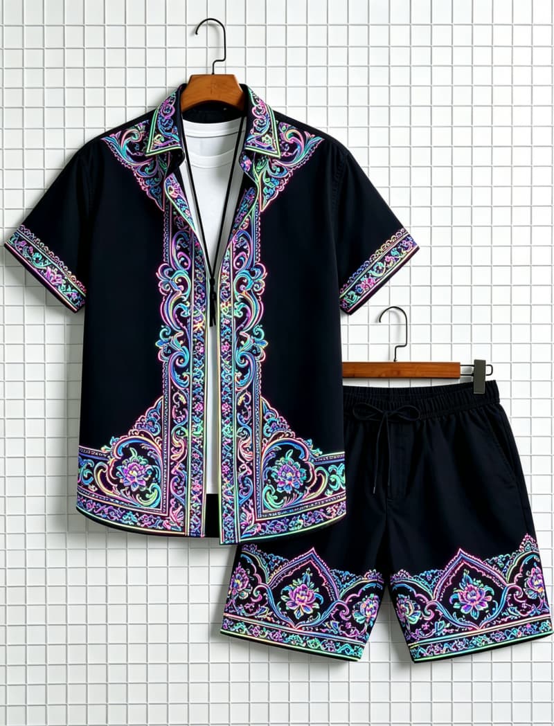 Conjunto de camisa de manga co - Summer Clothing Line reseña y precio