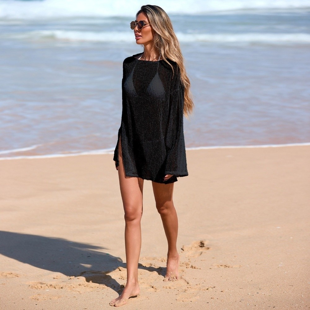 Vestido de playa transparente  - Swim Cover Up Mesh reseña y precio